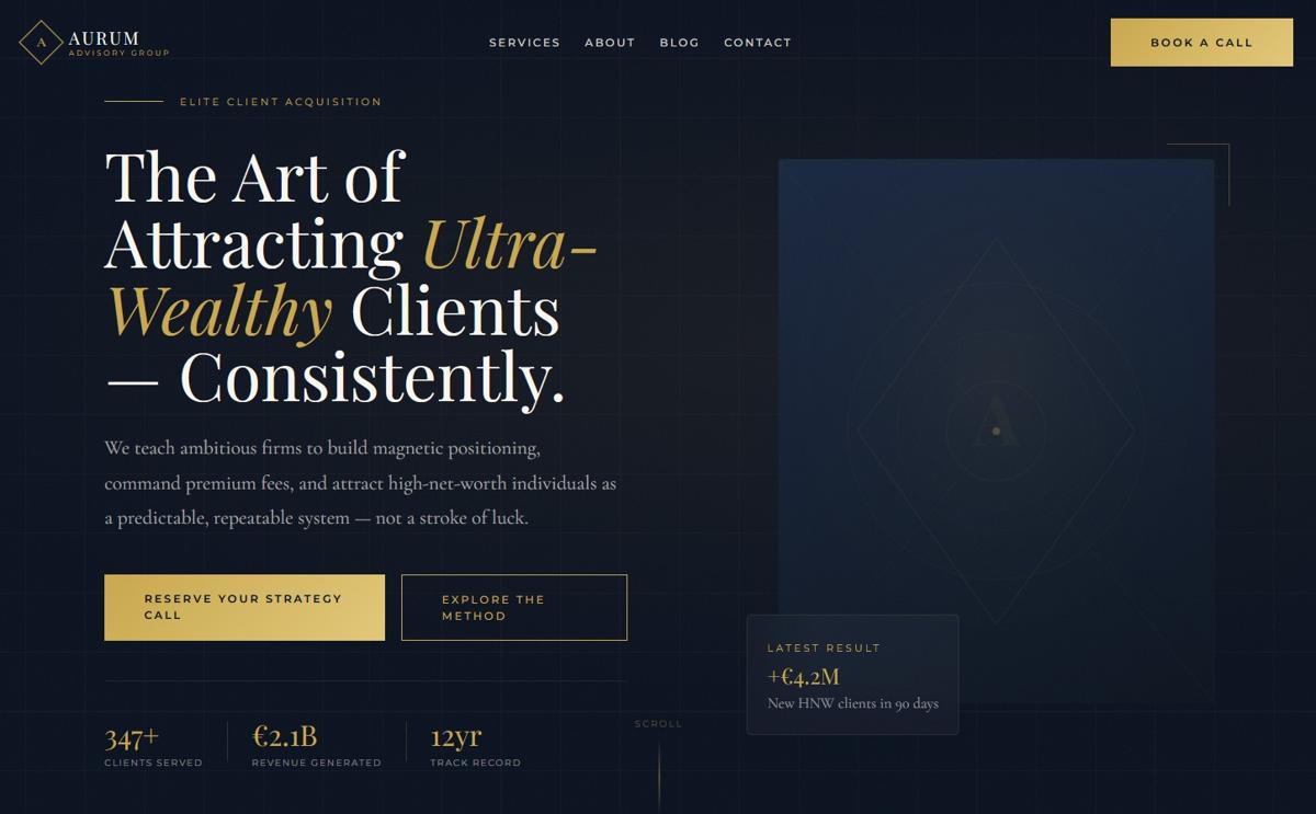 Aurum Advisory - luxury marketing agency website cover image